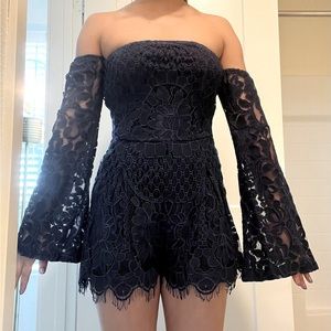 Navy Lace Romper - XS